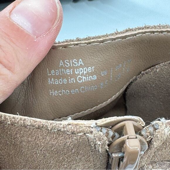 Crown Vintage Asisa Suede Leather Ankle Boots Size 8.5 Tan - Picture 8 of 8